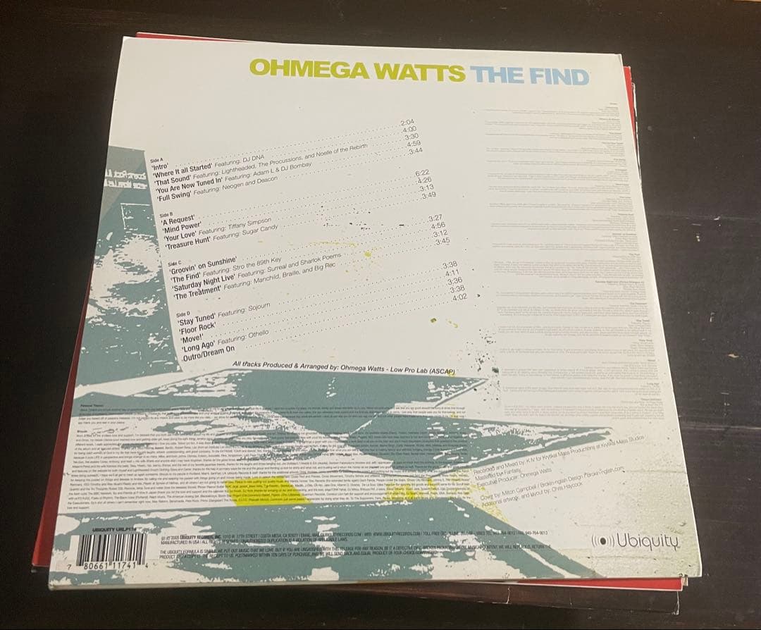 Ohmega Watts - The Find Vinyl LP 2005 Hip Hop Ubiquity Records