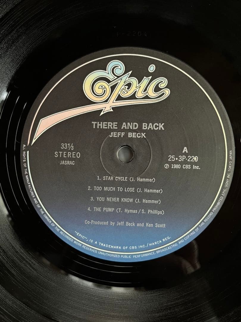 Jeff Beck - There And Back Vinyl LP 1980 Epic Japan 25-3P-220 Fusion Rock
