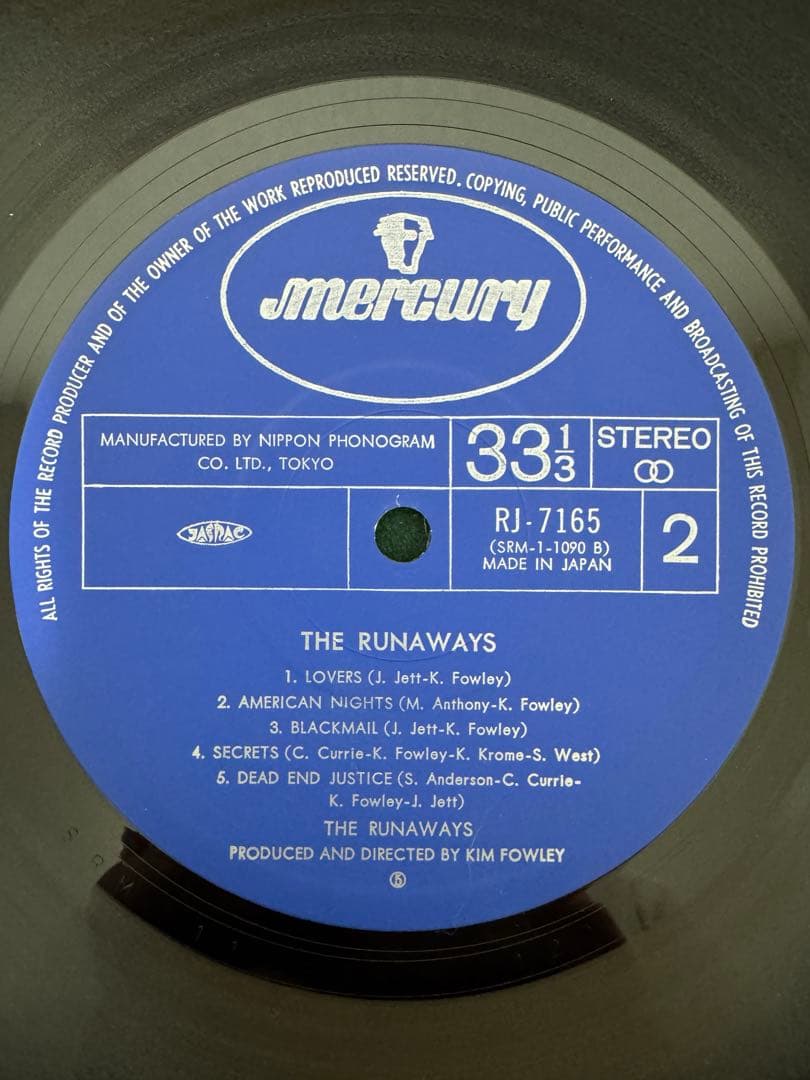 The Runaways Self-Titled LP Japan Pressing w/ OBI Rock Vinyl Mercury RJ-7165