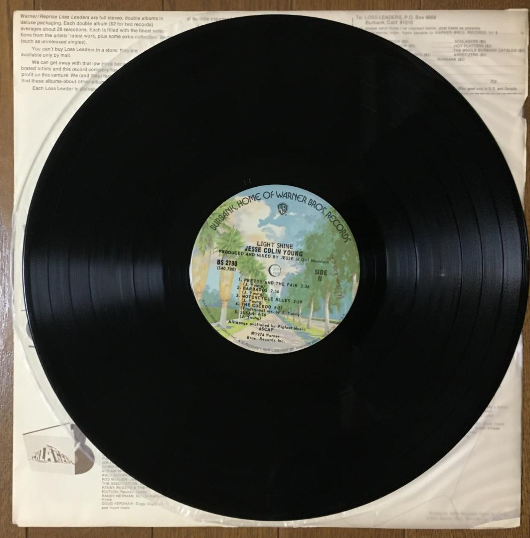 Jesse Colin Young - Light Shine Vinyl LP 1974 Warner Bros. Folk Rock