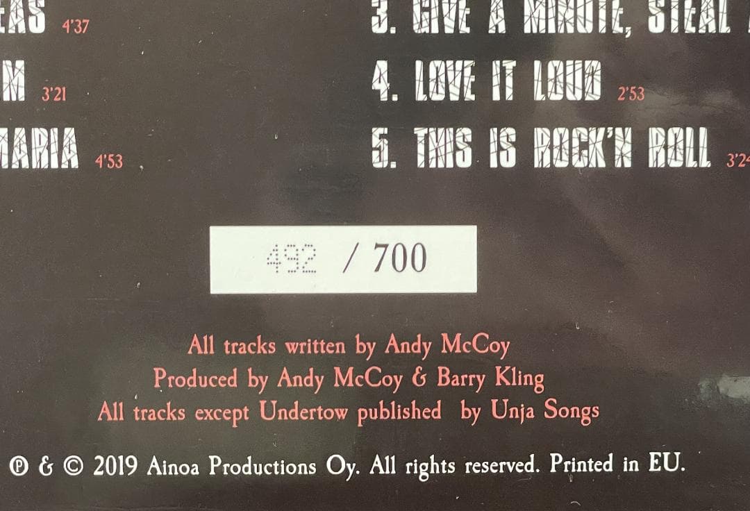 Andy McCoy - 21st Century Rocks LP Limited Edition 700 Copies Gatefold Import
