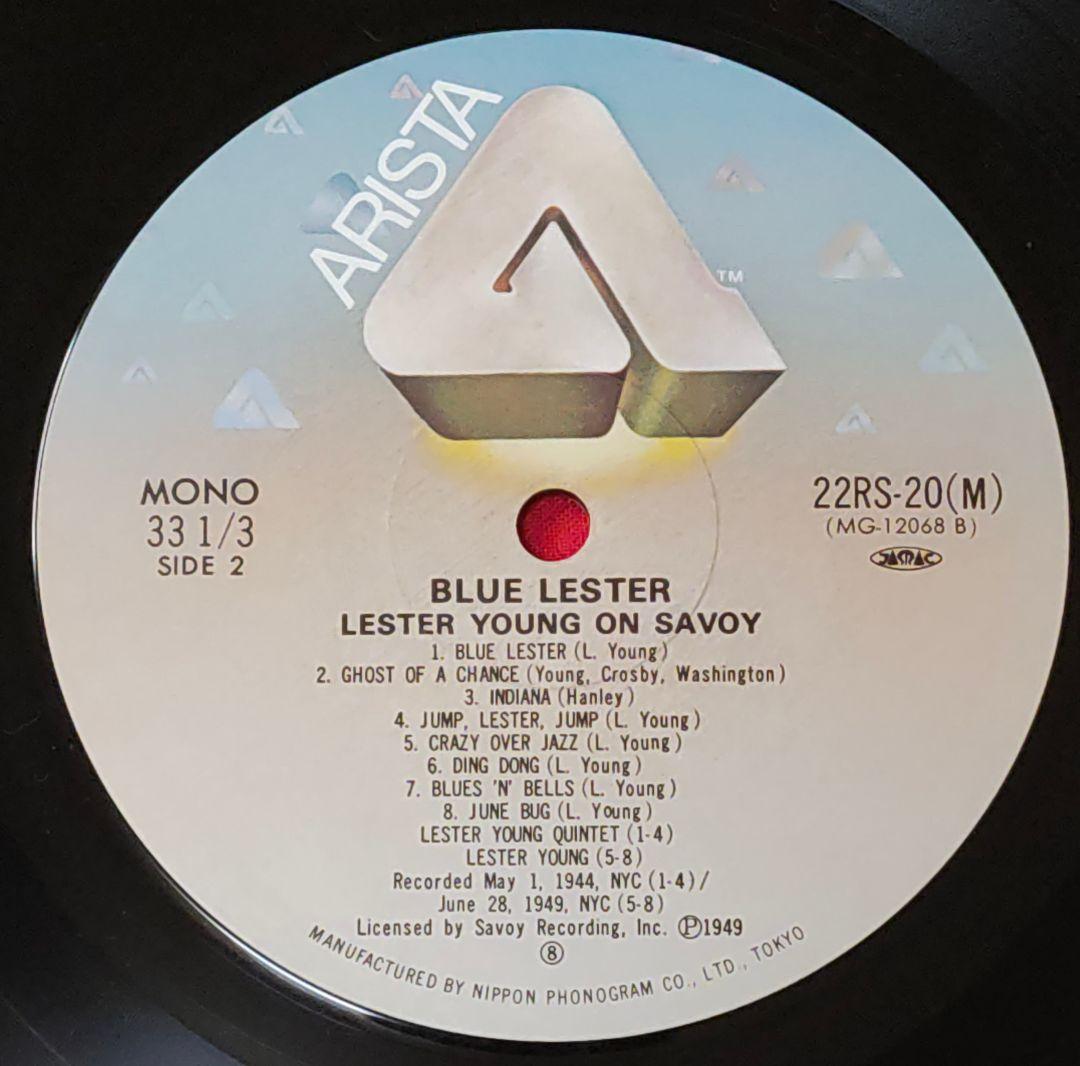 Lester Young Blue Lester Vinyl LP Japan Arista 22RS-20 Mono Swing Jazz W/ Obi