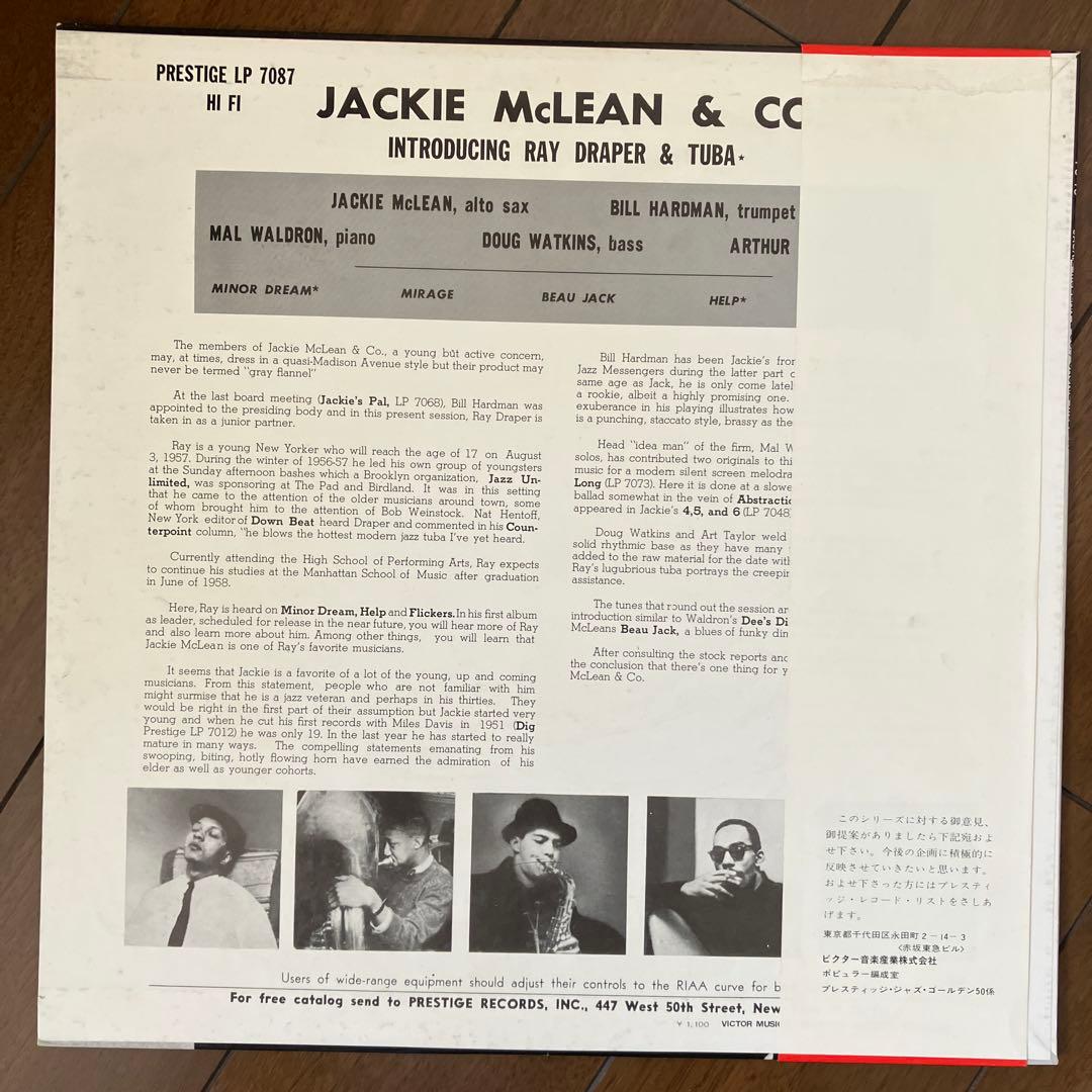 Jackie McLean & Co. Vinyl LP Prestige 7037 Japan Jazz Ray Draper Hard-Bop Obi