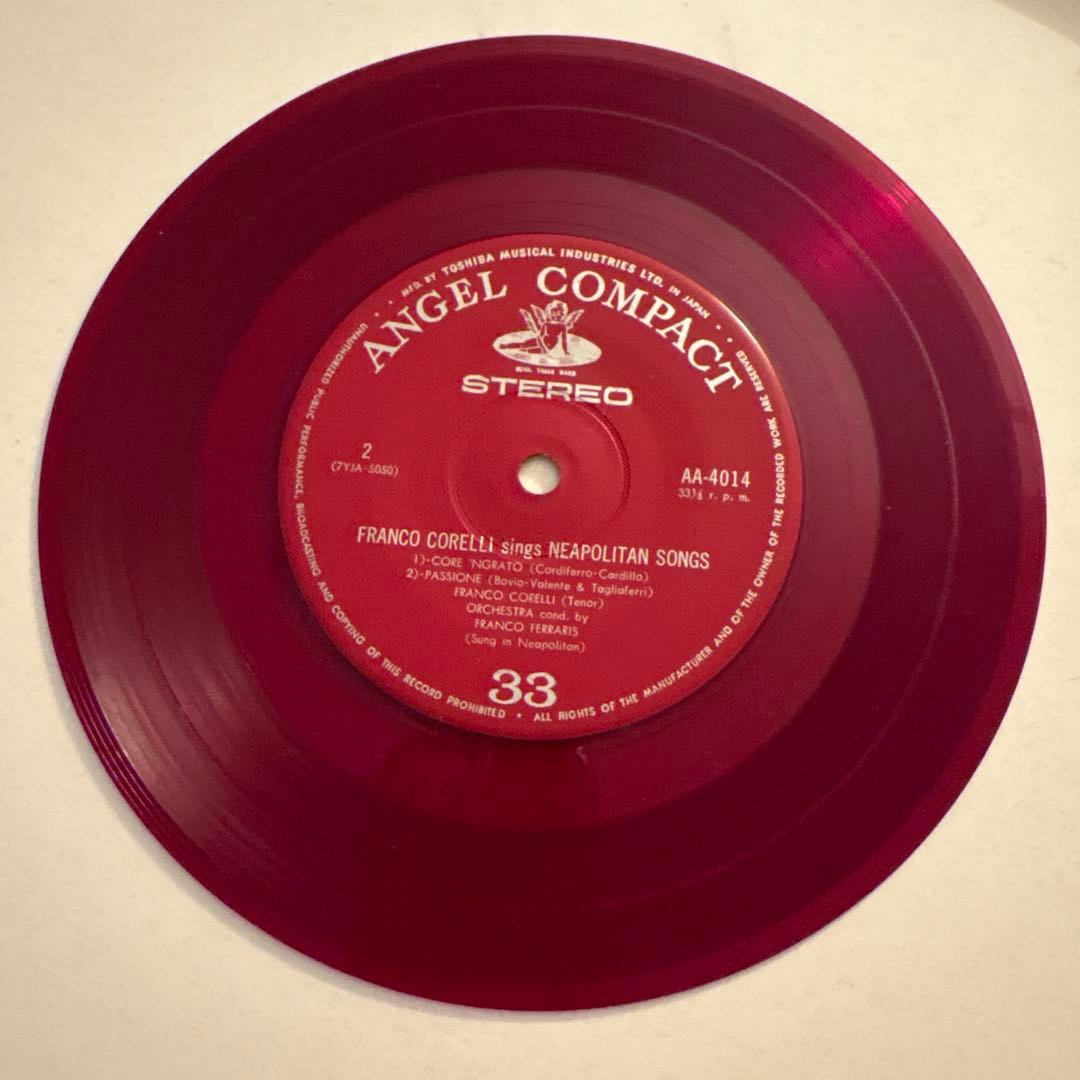 Franco Corelli Sings Neapolitan Songs Rare Red Vinyl EP Japan Angel Compact