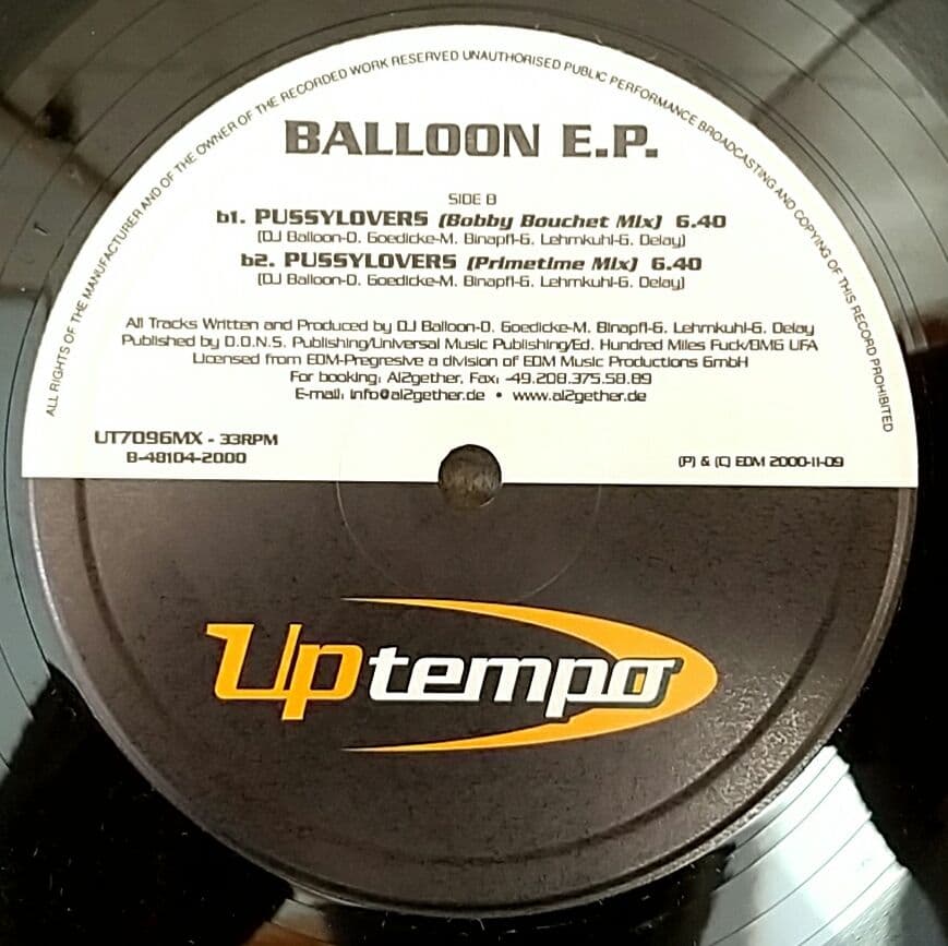 DJ Balloon - E.P. 12" Vinyl (2000) Monstersound / Pussylovers - UpTempo