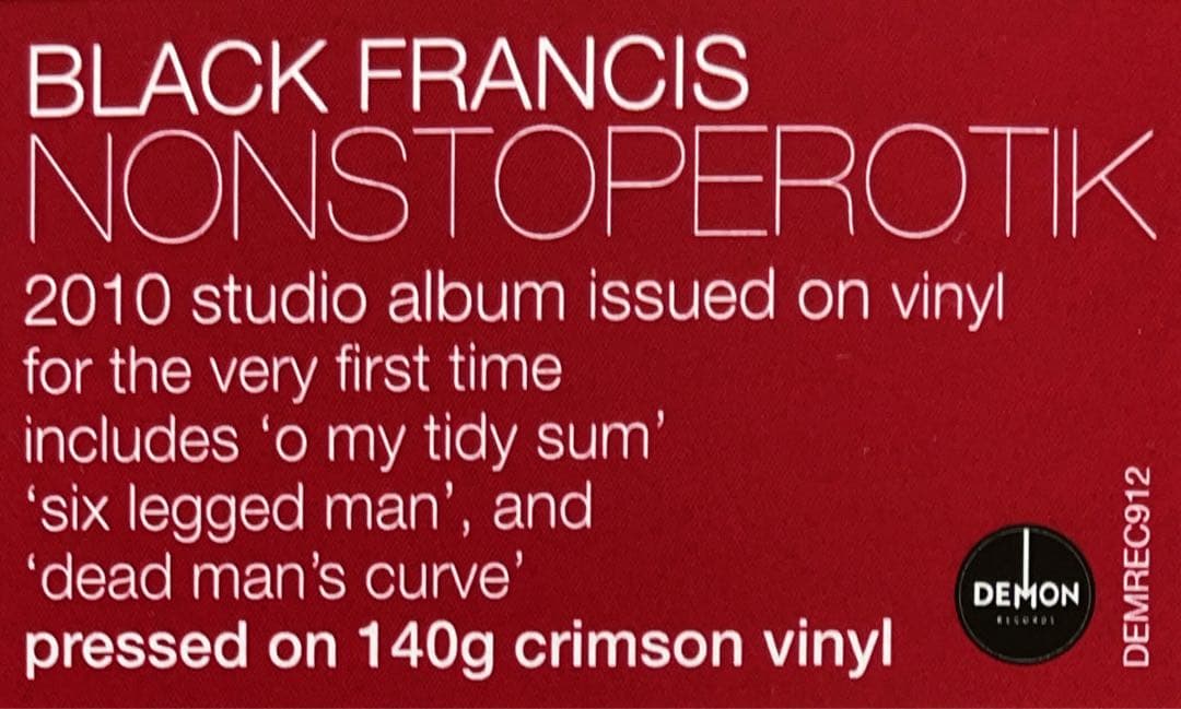 Black Francis - Nonstoperotik Vinyl LP Crimson Color First Time On Vinyl