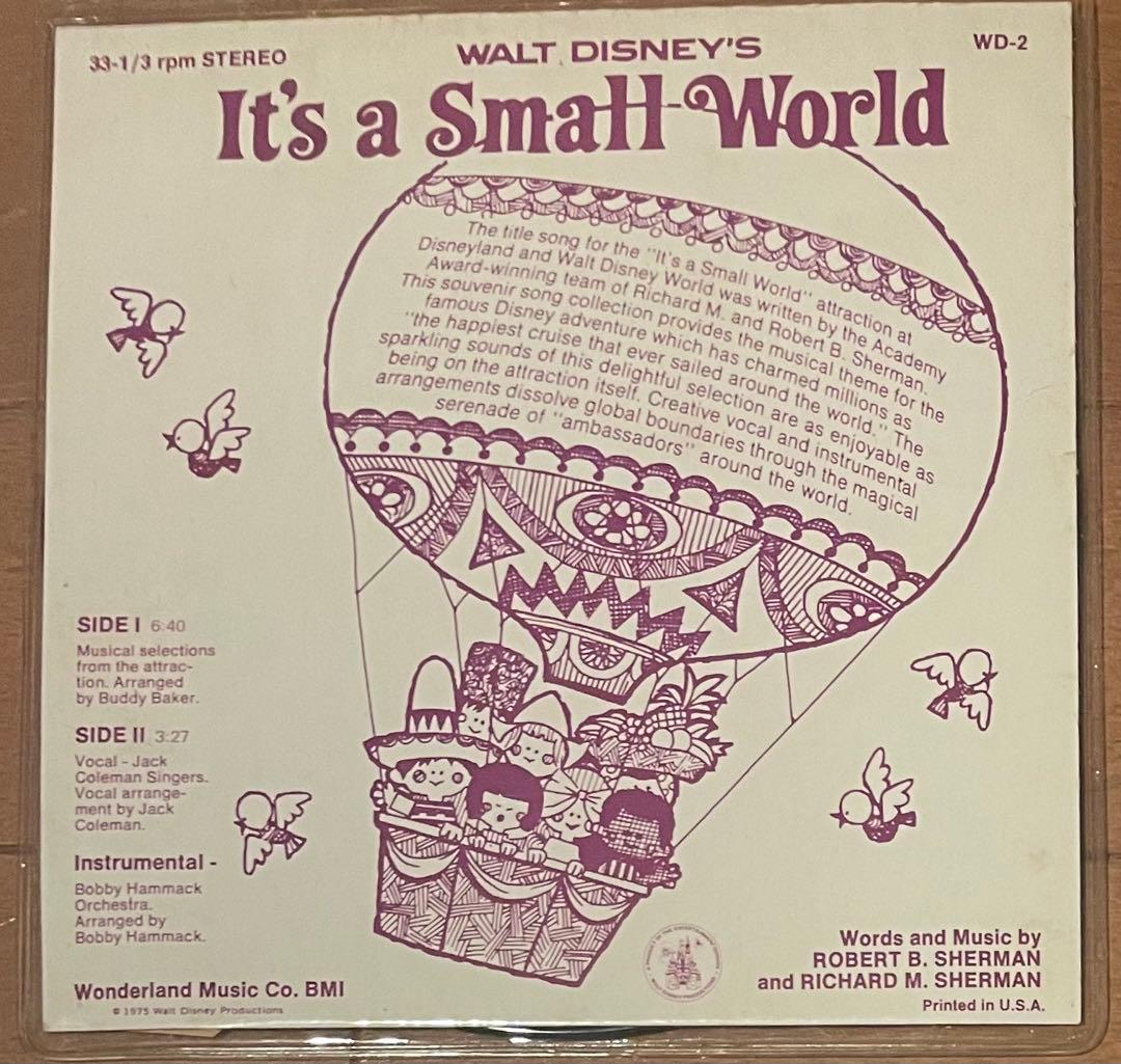 Walt Disney's It's a Small World 7" Picture Disc Original 1975 USA Vinyl Disney