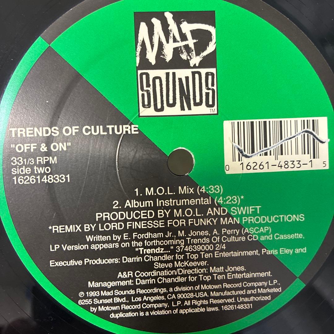 Trends Of Culture - Off And On 12" Vinyl 1993 Hip Hop Classic Lord Finesse Remix
