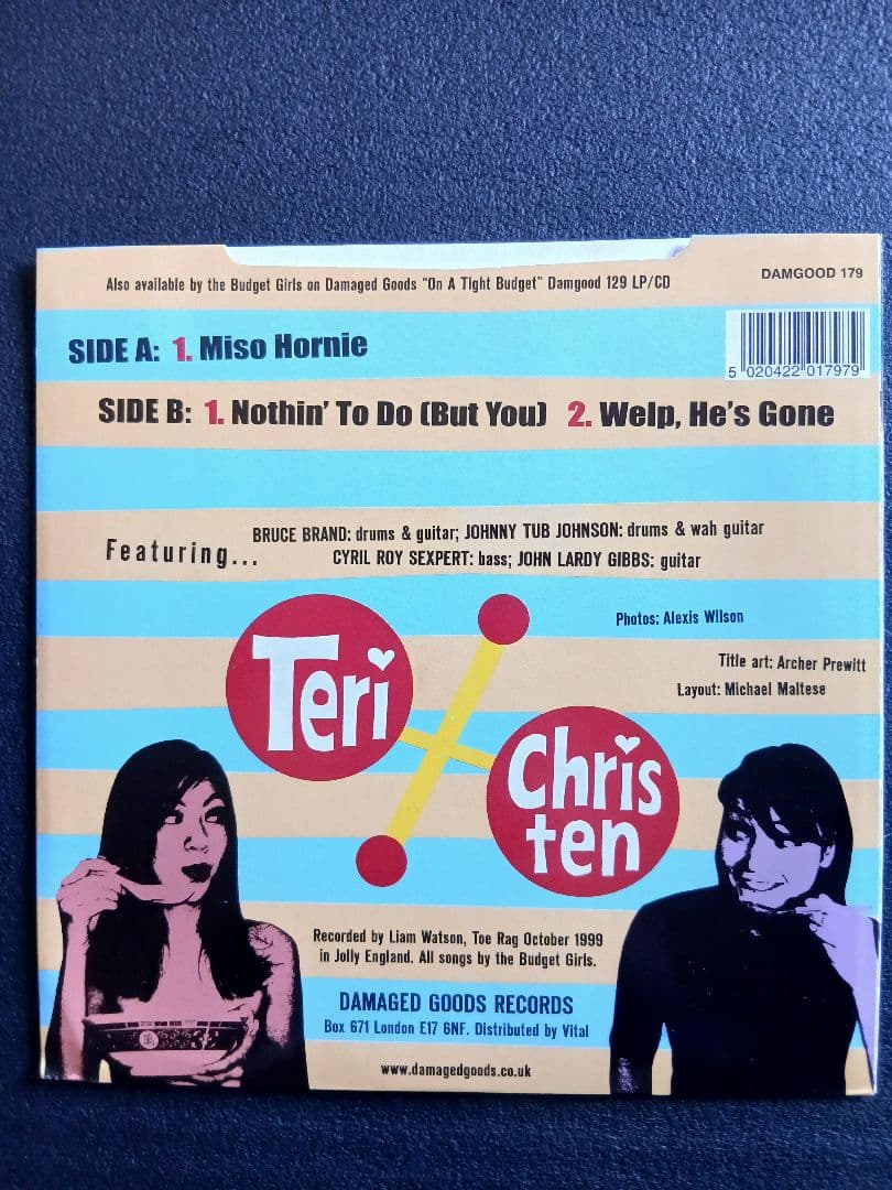Budget Girls Miso Hornie 7-inch Vinyl Single Rare Garage Rock Damaged Goods