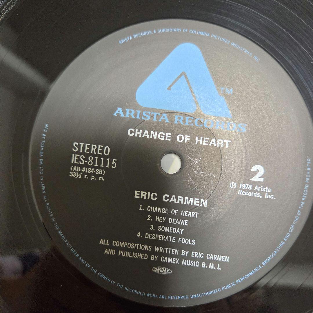 Eric Carmen - Change of Heart LP 1978 Japan Arista IES-81115 w/ Obi AOR Pop