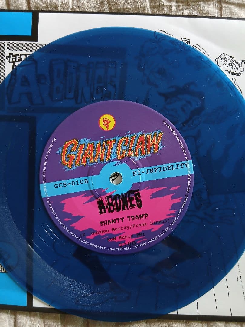 The A-Bones The World's Greatest Sinner 7" Blue Vinyl Giant Claw Rare Garage Pun