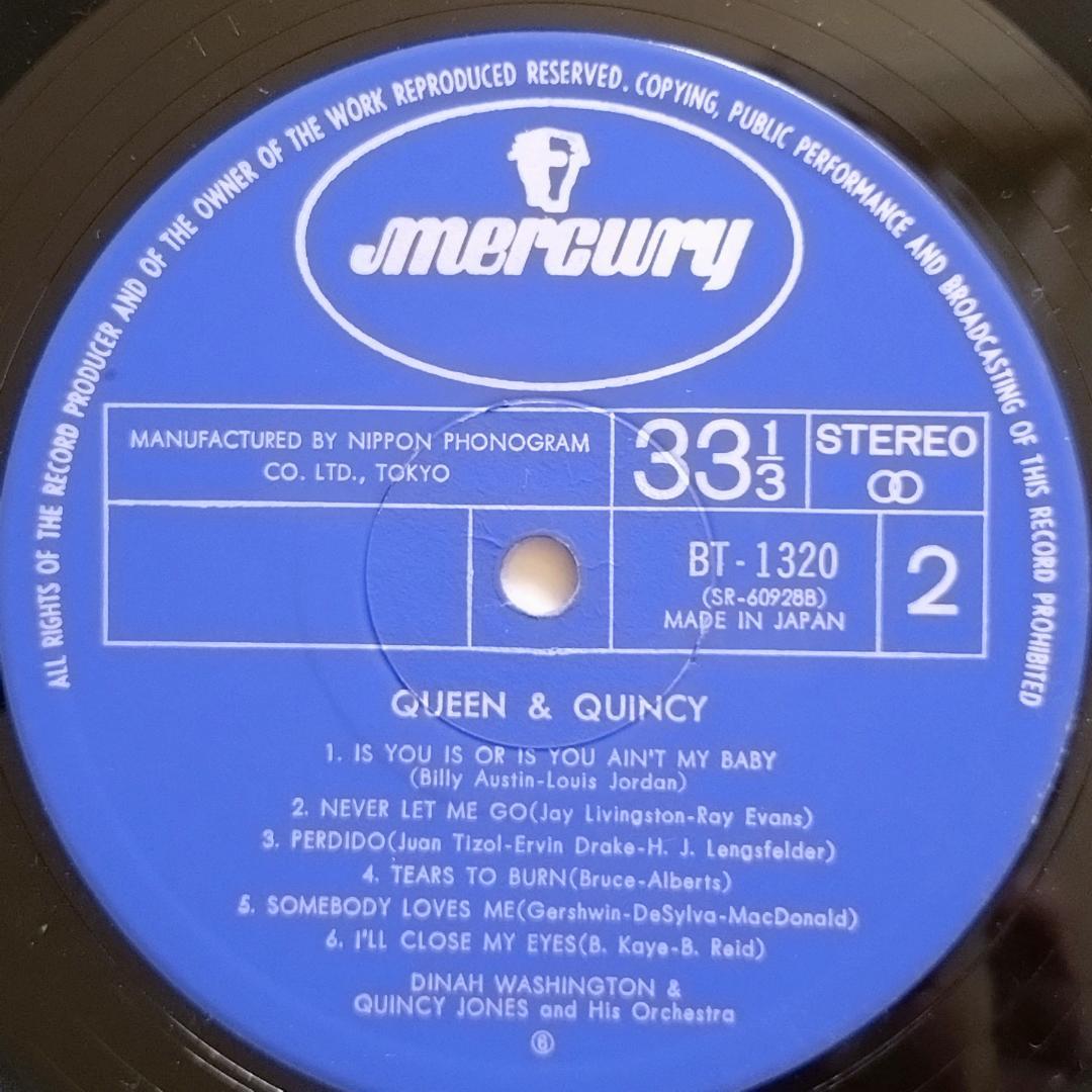 Dinah Washington & Quincy Jones Queen & Quincy Japan Vinyl LP BT-1320 Jazz