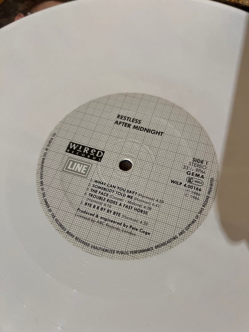 Restless - After Midnight LP White Vinyl Germany Pressing 1986 Rockabilly