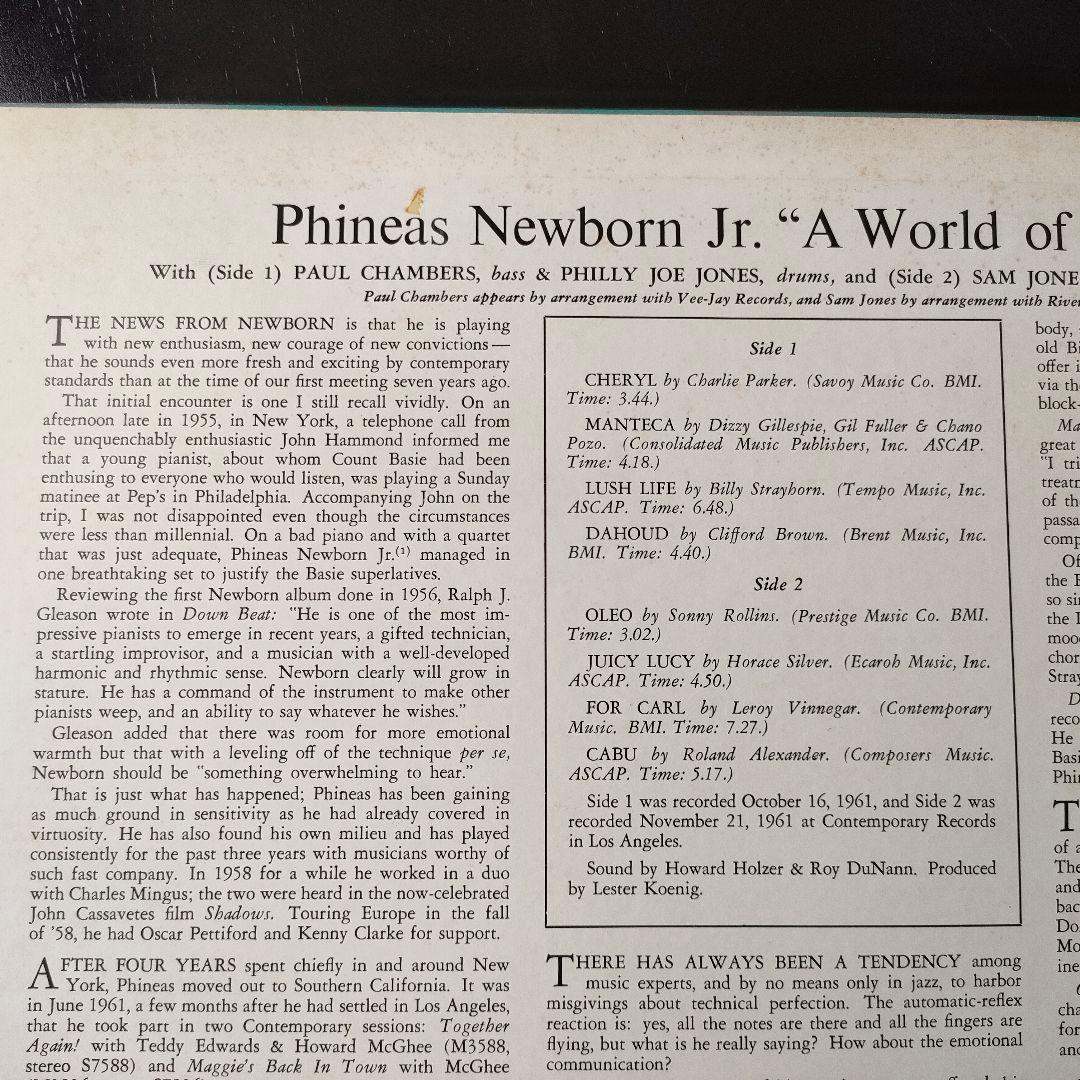 Phineas Newborn Jr. - A World Of Piano! LP Japan Jazz Library 1500 w/ Obi