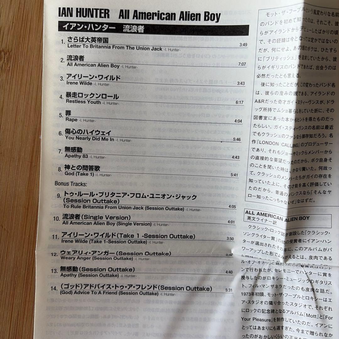Ian Hunter All American Alien Boy CD Paper Sleeve Japan Press Bonus Tracks 2006