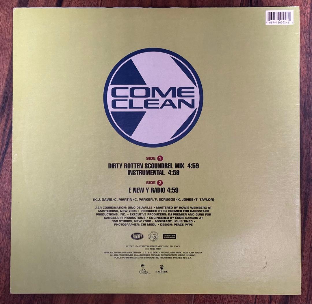 Jeru The Damaja - Come Clean 12" Single 1993 US Original Pressing DJ Premier