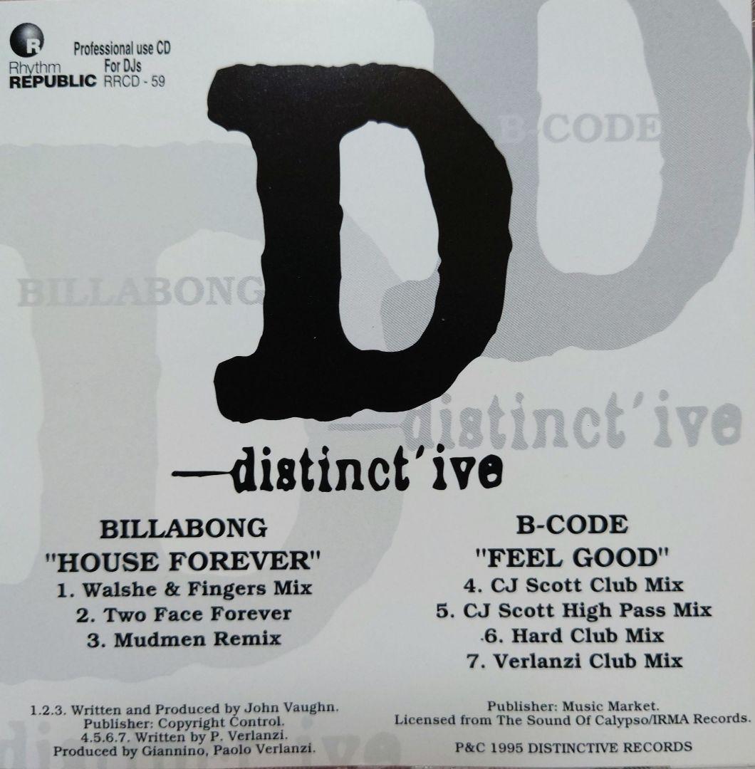Billabong / B-Code - House Forever / Feel Good CD Japan Press Rhythm Republic
