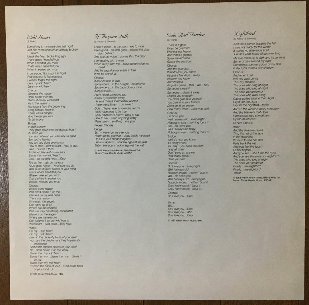 Stevie Nicks - The Wild Heart LP Japan 1983 Original Rock Vinyl with Liner Notes