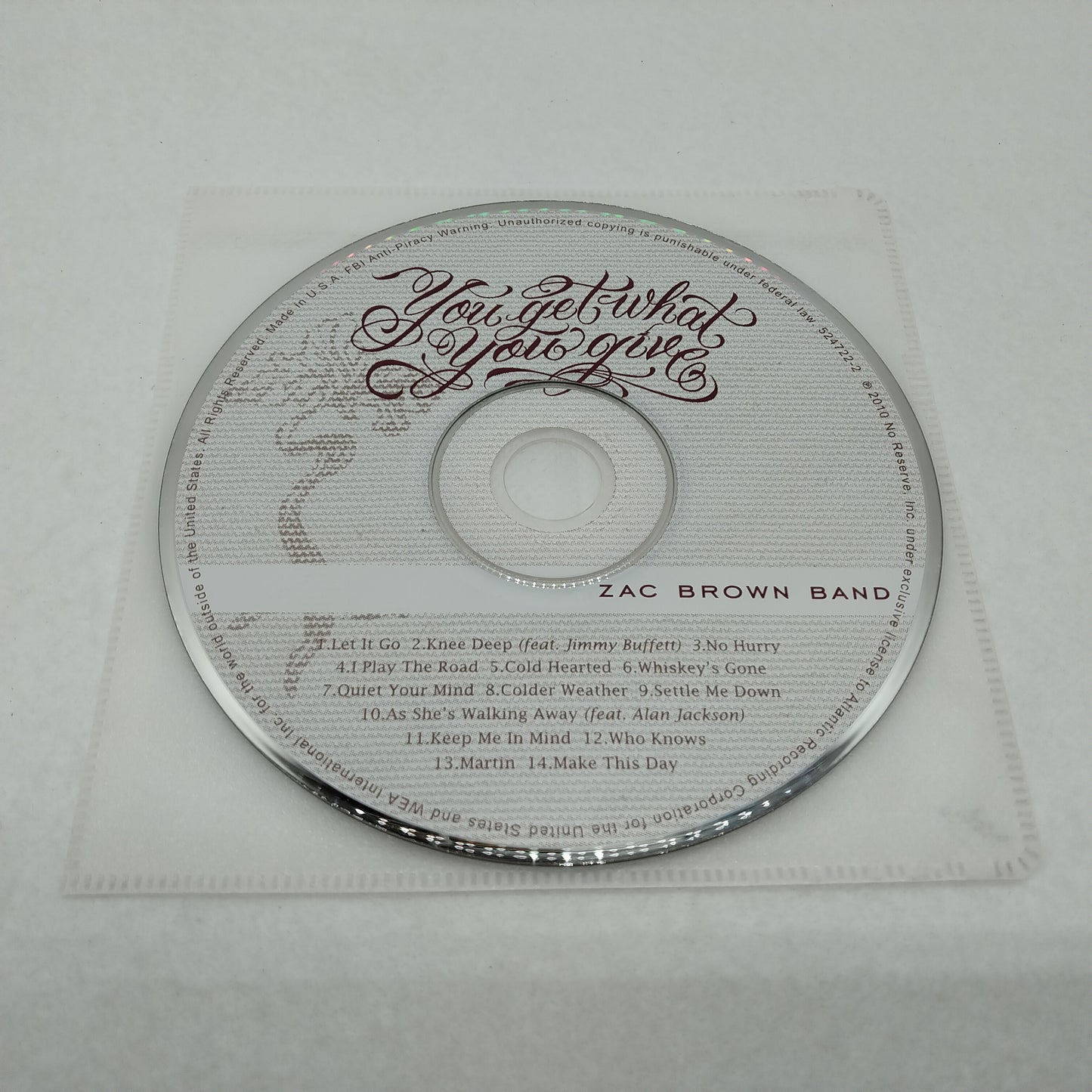 Zac Brown Band "You Get What You Give" CD, paper sleeve, used