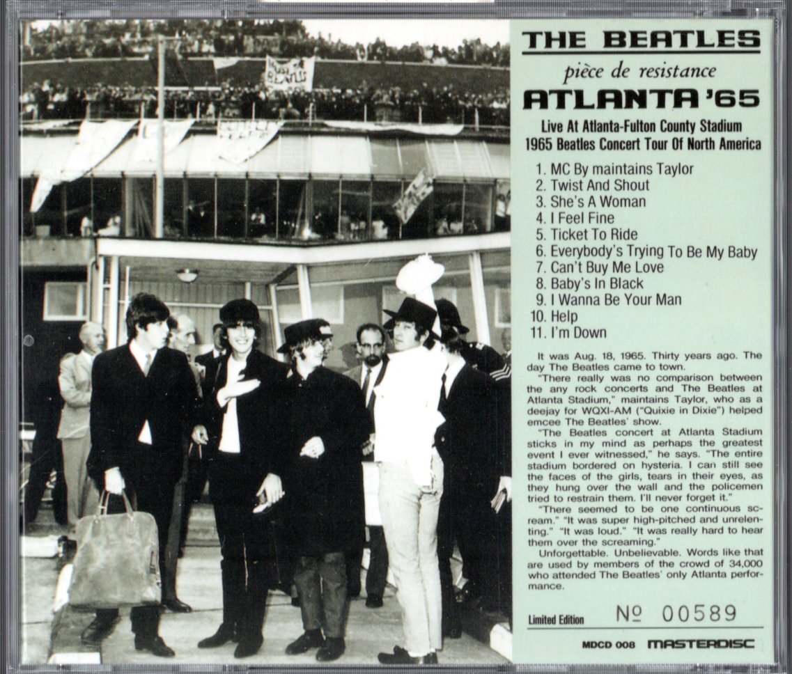 Beatles Atlanta '65 Original Master Recording CD Limited No Photo Card Japan 199 | Japansoundstore