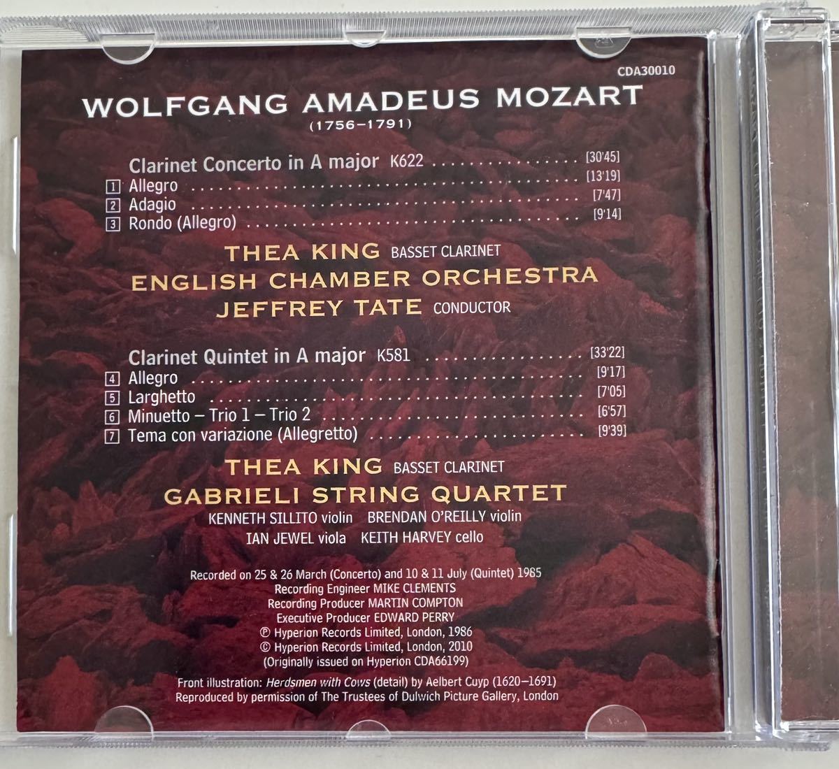 Mozart Clarinet Concerto & Quintet Shea King Jeffrey Tate English Chamber CD Use | Japansoundstore