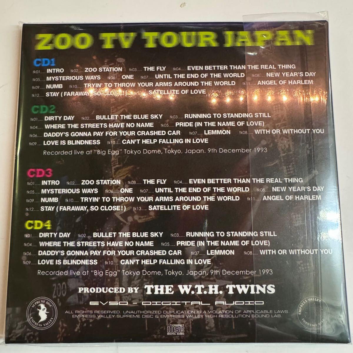 U2 Zoo TV Tour Japan "Eternal Flight" 4CD Limited  Condition Rare Sound Source | Japansoundstore