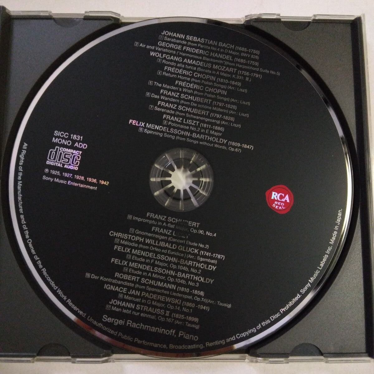 Rachmaninoff Love Songs Turkish March Limited Edition 24-bit Mastering Used | Japansoundstore