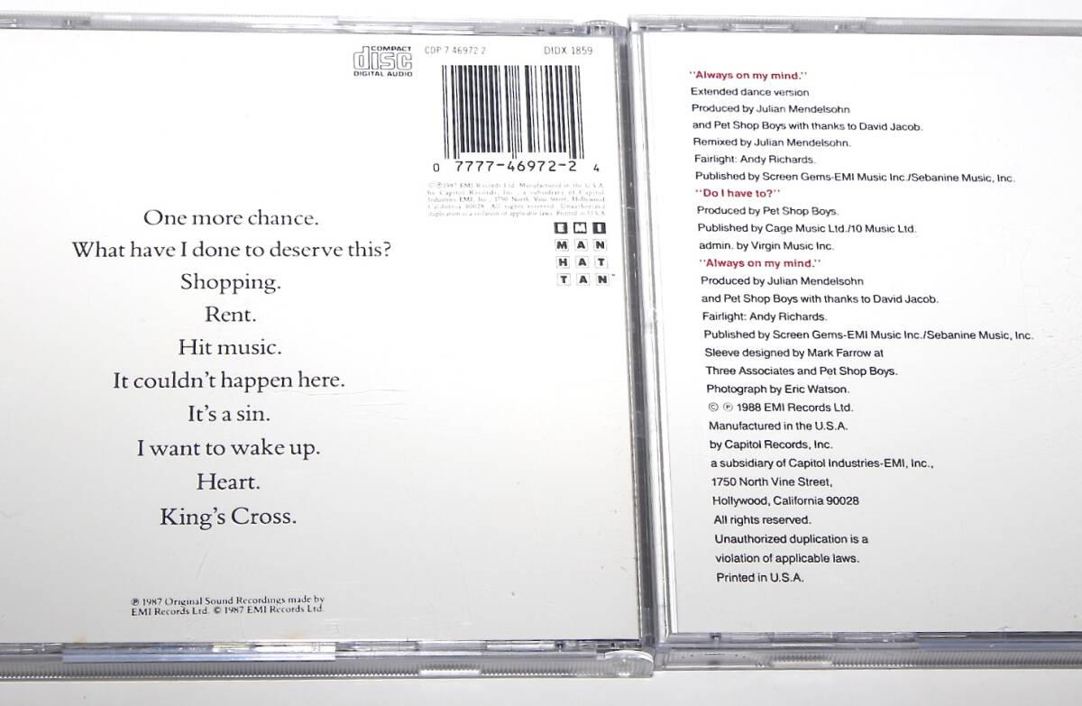 Pet Shop Boys Actually & Always On My Mind US 2CD Limited Long Box Used | Japansoundstore