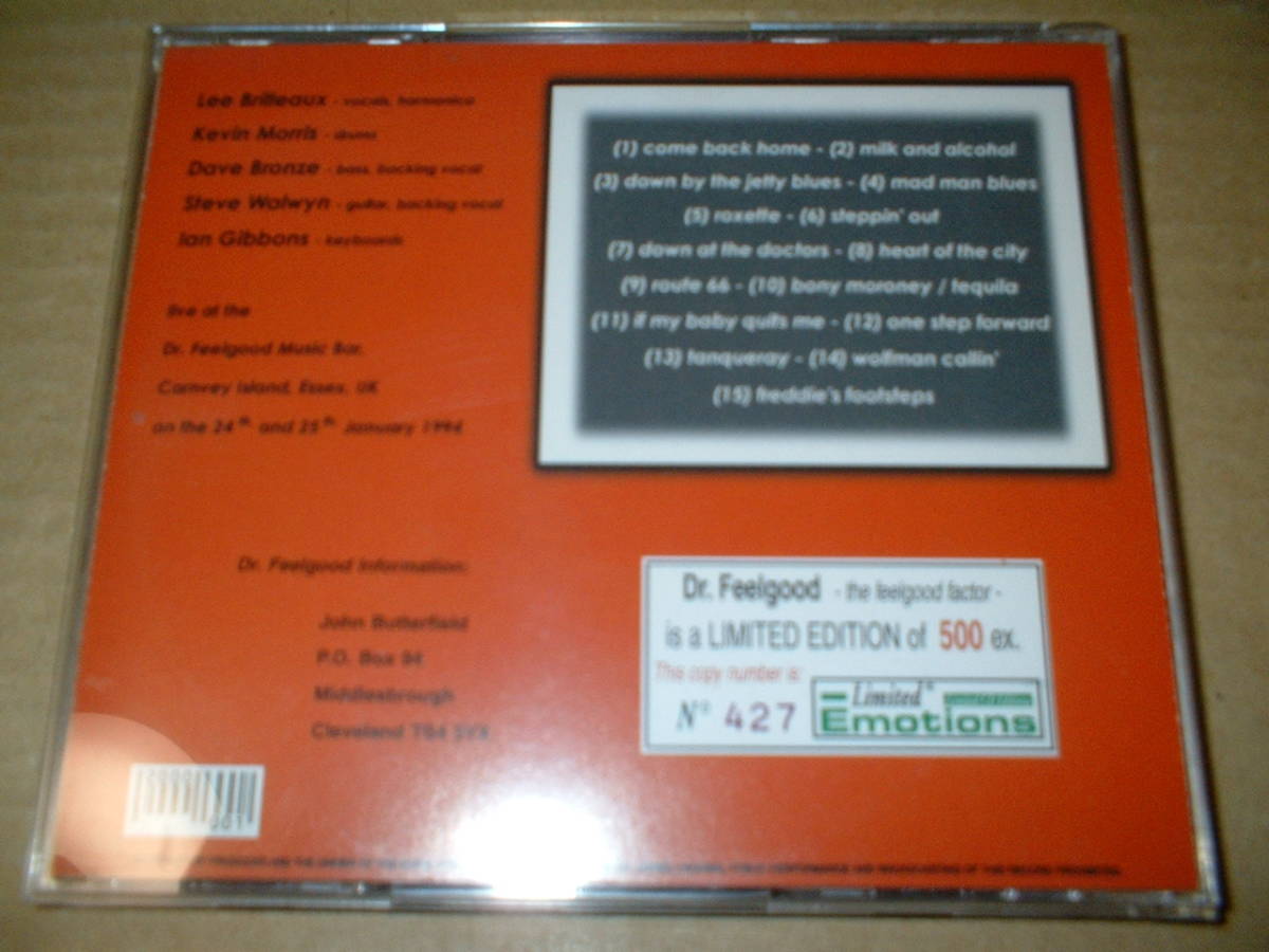 Dr.Feelgood The Feelgood Factory Limited 500 CD Live 1994 Import | Japansoundstore