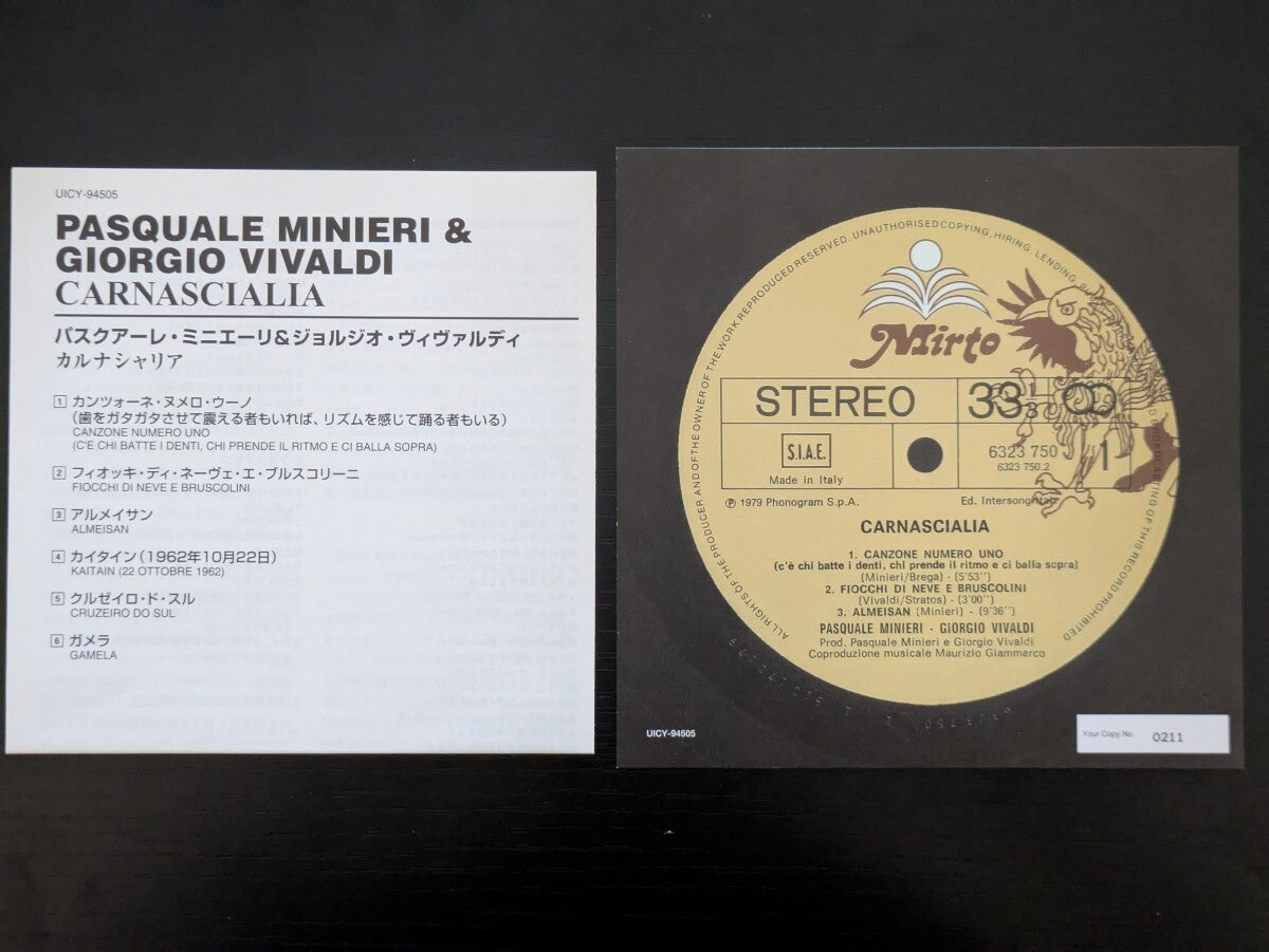 Pasquale Minieri & Giorgio Vivaldi Karunashariya SHM-CD Paper Jacket Used | Japansoundstore