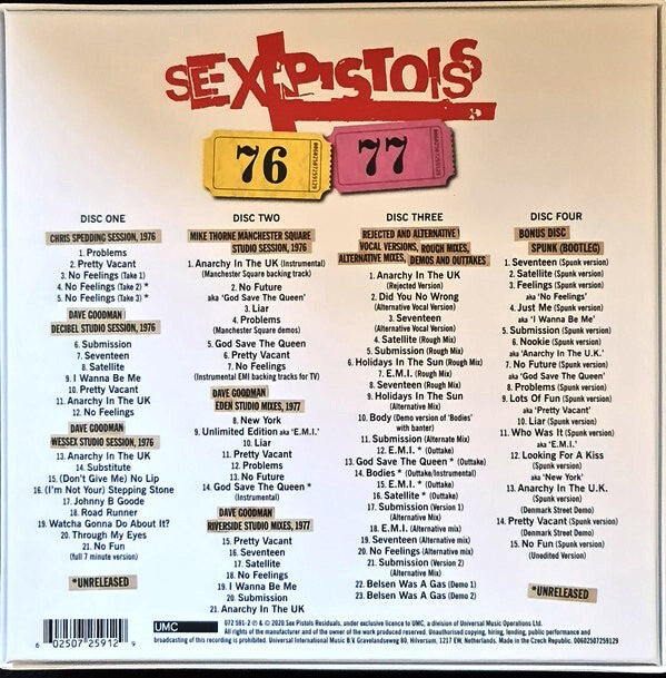 Sex Pistols - 76-77 Limited Remastered 4-CD Set, Punk Rock, Used | Japansoundstore