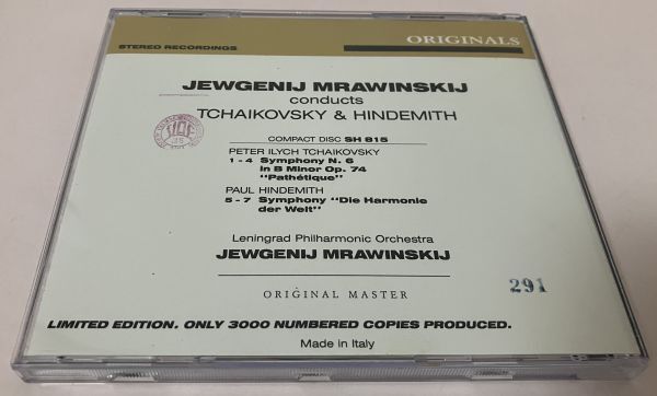 Italian ORIGINALS Limited Edition CD Evgeny Mravinsky Tchaikovsky Symphony No.6 | Japansoundstore
