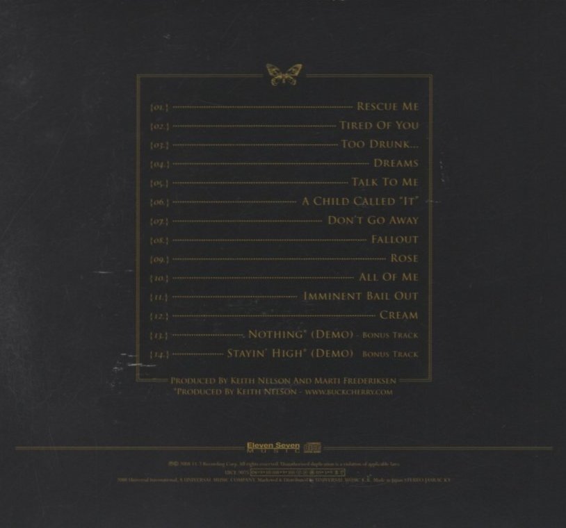 BUCKCHERRY Black Butterfly Ltd Ed SHM-CD 4th Album Paper Sleeve Used | Japansoundstore