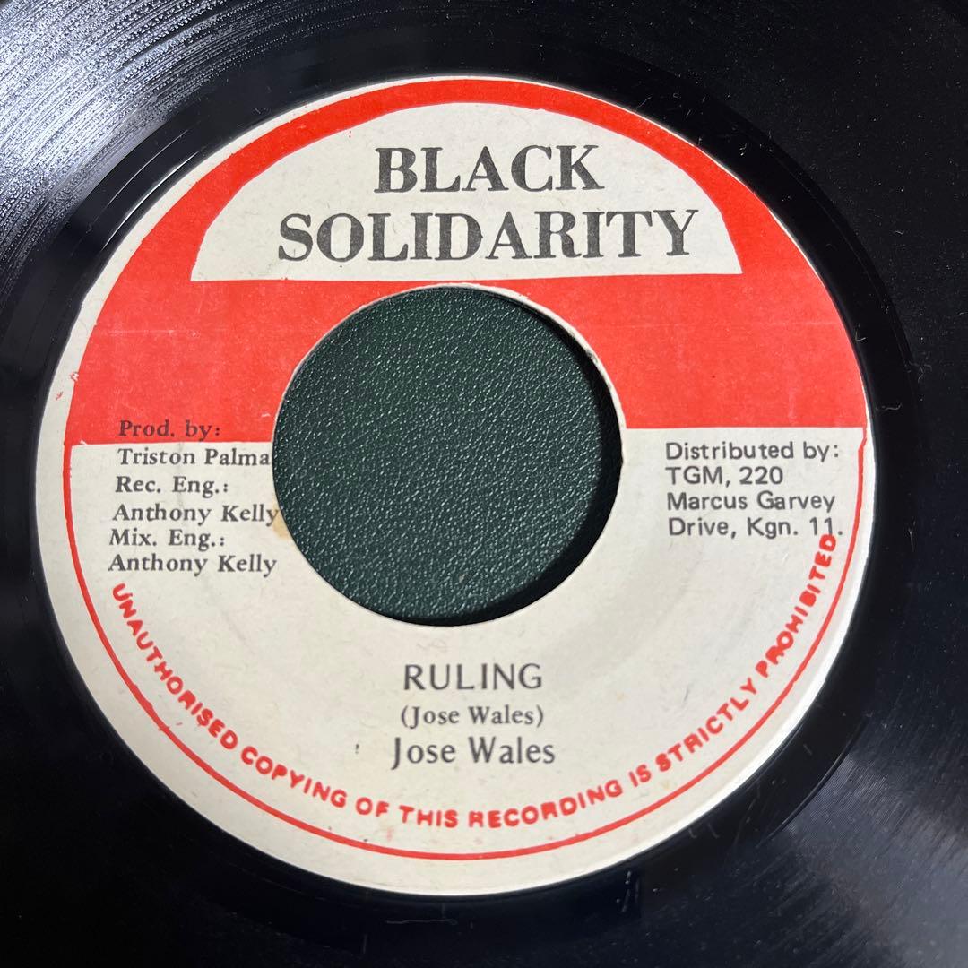 Jose Wales - Ruling 7" Vinyl Single Black Solidarity Jamaica Dancehall Reggae