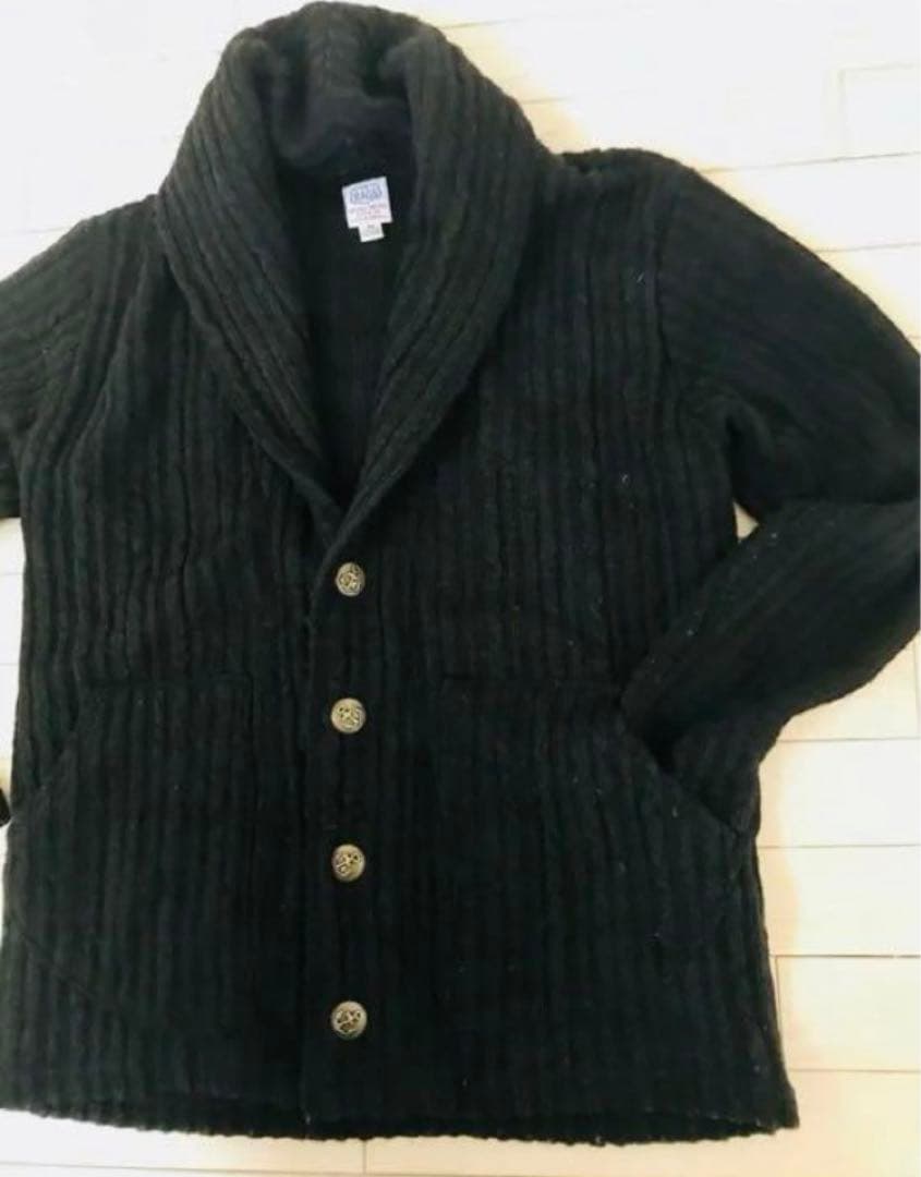US RAGS Shawl Collar Knit Cardigan Made in USA Black M Size Used | Japansoundstore