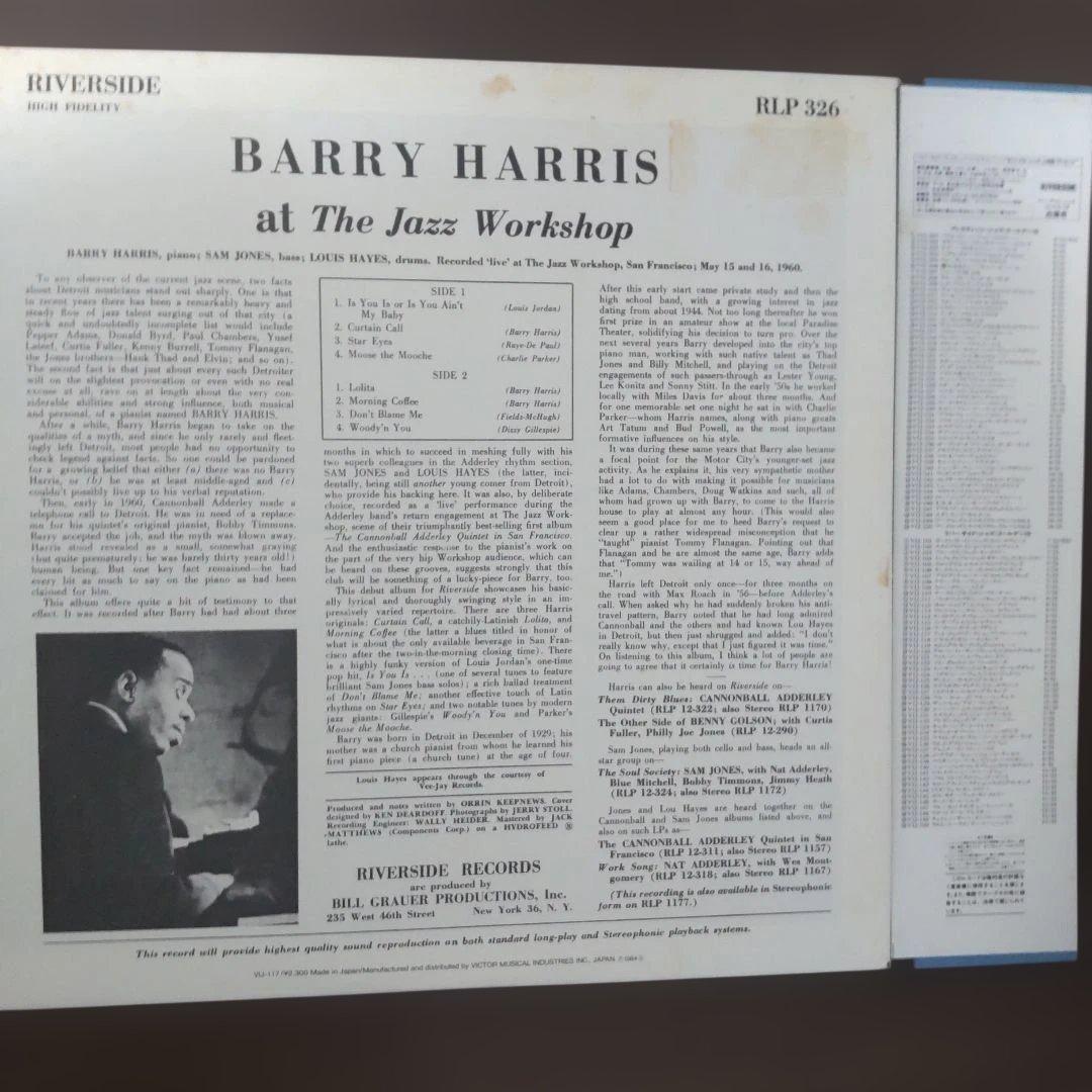 Barry Harris At The Jazz Workshop Japan LP Vinyl Record Obi Insert Riverside
