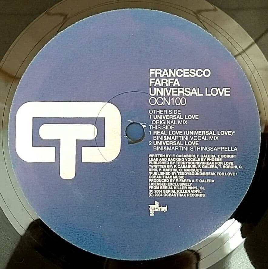 Francesco Farfa - Universal Love 12" Vinyl Record House Techno Italy OCN100