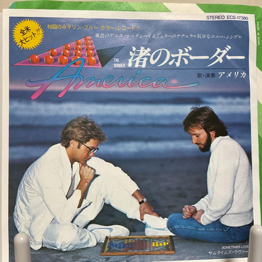 America - The Border - Rare Japan Blue Vinyl 7" Single Record 1983