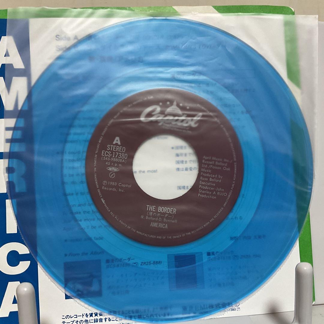 America - The Border - Rare Japan Blue Vinyl 7" Single Record 1983