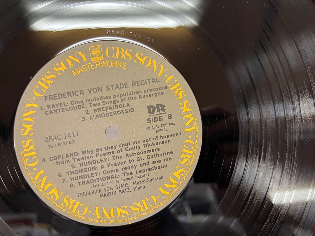 Frederica von Stade Live! LP 1981 Japan Classical CBS/Sony 28AC1411 1A1/1A1