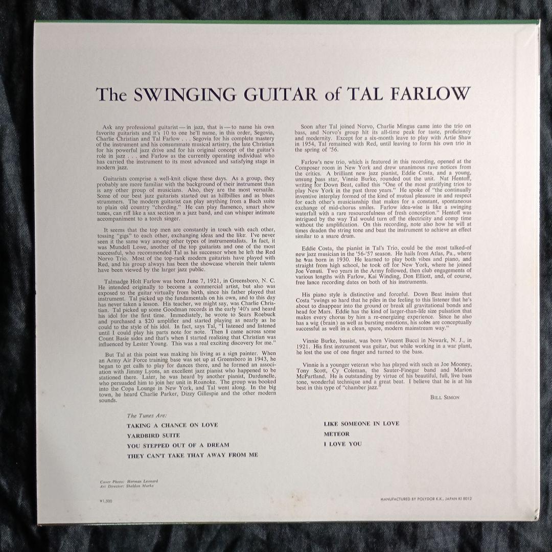 Tal Farlow - The Swinging Guitar of Tal Farlow LP Japan Verve Mono with Obi