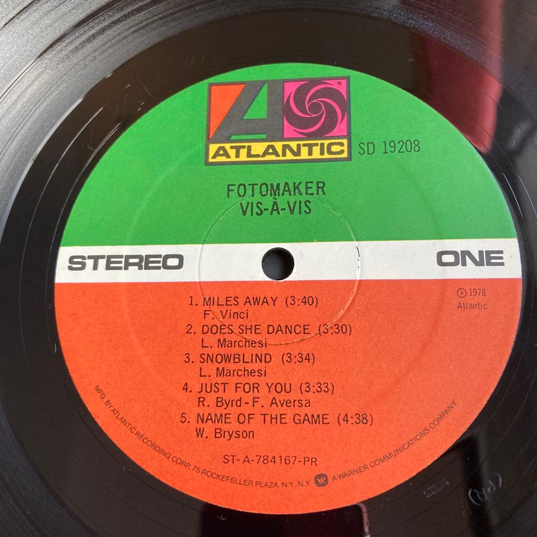 Fotomaker Vis-a-Vis Vinyl LP 1978 Atlantic Records US Pressing Power Pop