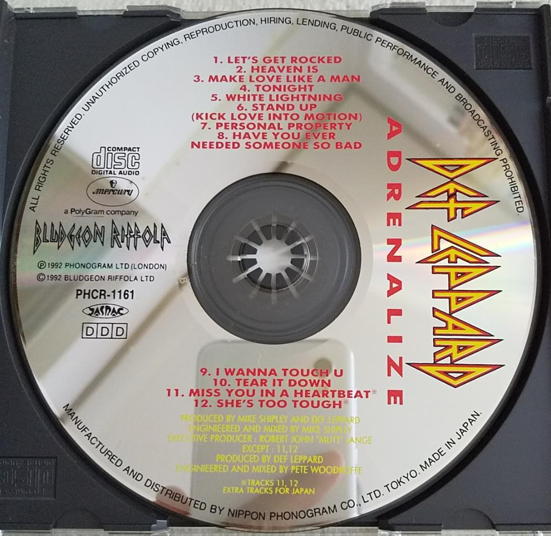 Def Leppard - Adrenalize CD Japan Press 1992 with Bonus Tracks PHCR-1161