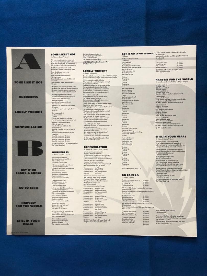 The Power Station - The Power Station LP Vinyl Album, 1985 Japan, Obi, EMI