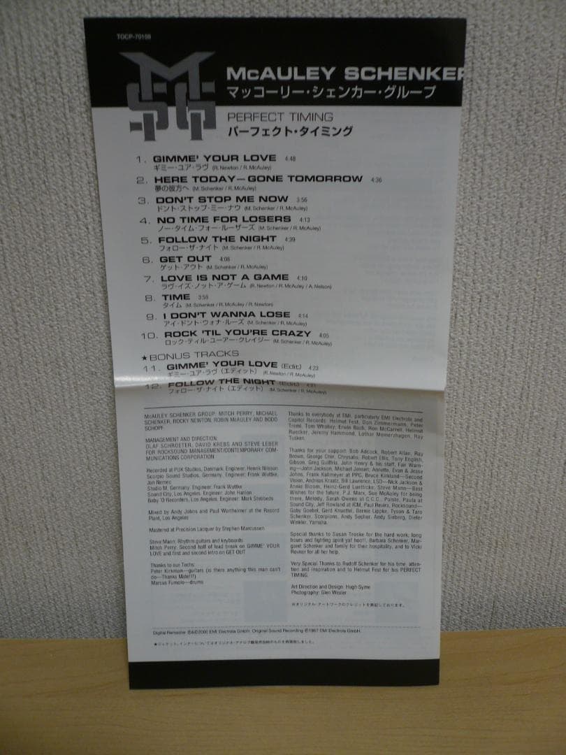 MCAULEY SCHENKER GROUP Perfect Timing CD Japan Mini LP OBI Bonus Tracks Used | Japansoundstore