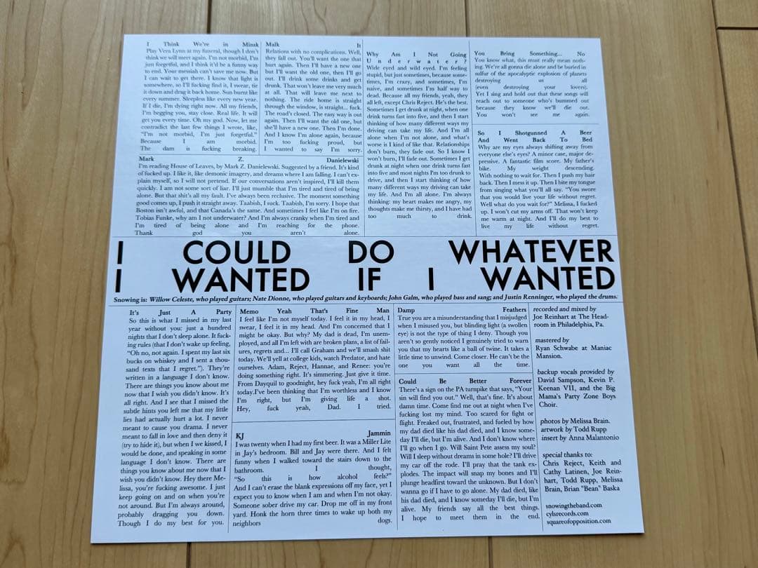 Snowing I Could Do Whatever I Wanted If I Wanted LP Blue Vinyl Emo Revival