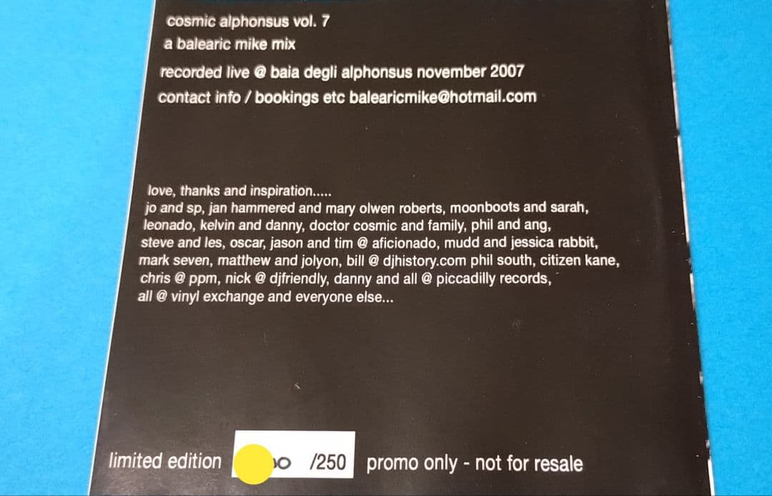 Balearic Mike - Cosmic Alphonsus Vol. 7 CD Mix, Limited Edition 250 Copies