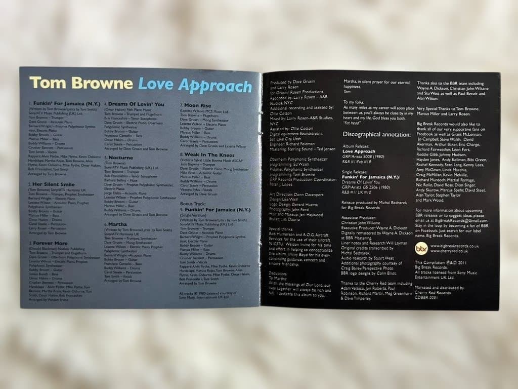 Tom Browne Love Approach CD Big Break Records Remastered Jazz Funk Classic