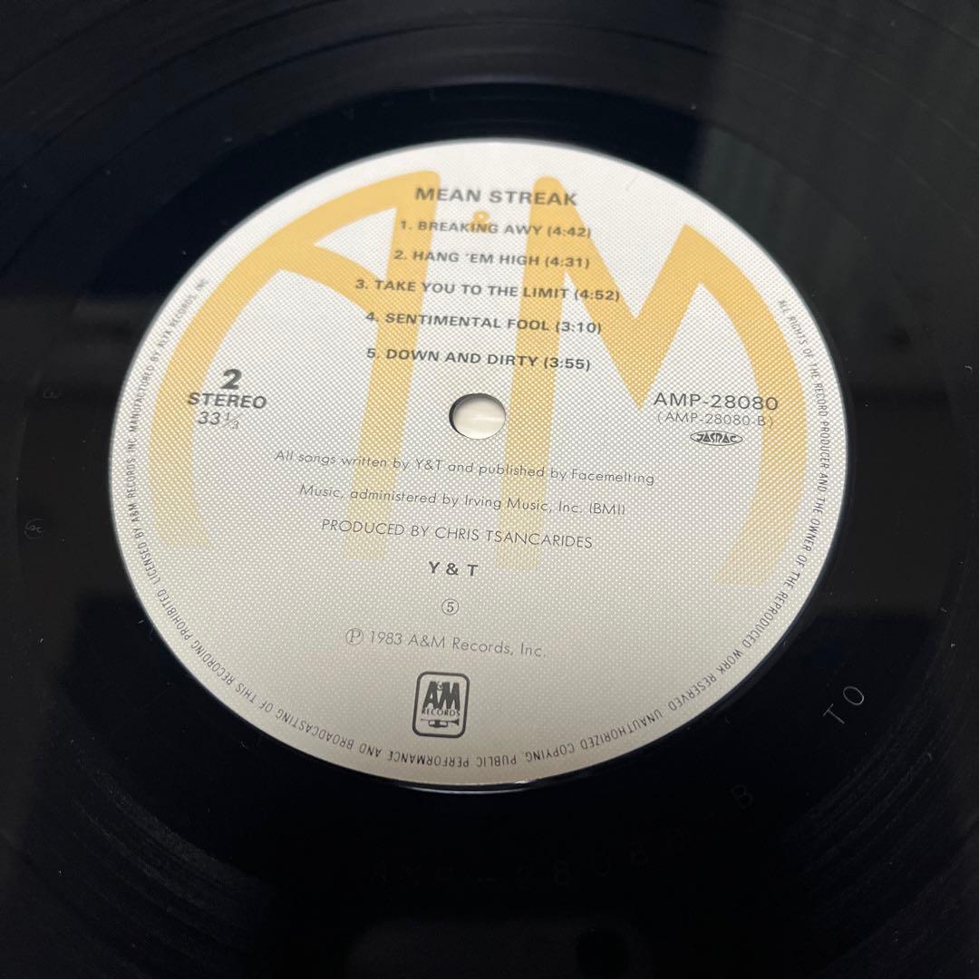 Y&T Mean Streak LP 1983 Japan Original Pressing Vinyl Record A&M Records