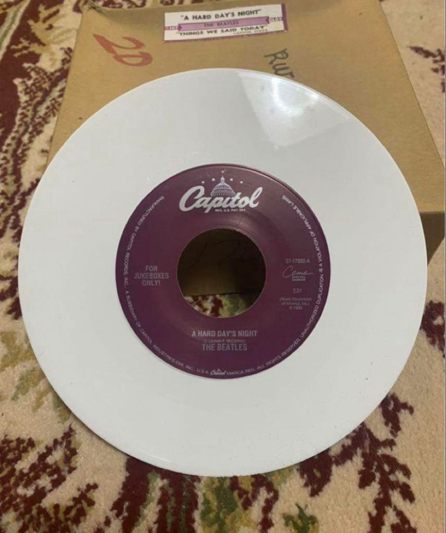 The Beatles A Hard Day's Night White Vinyl 7" Single Capitol Jukebox Pressing